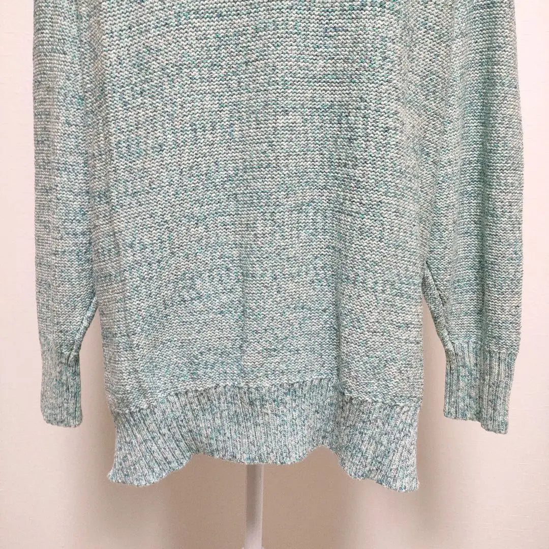 Kate Ecru [LL] Knit sweater V-neck rib drop shoulder