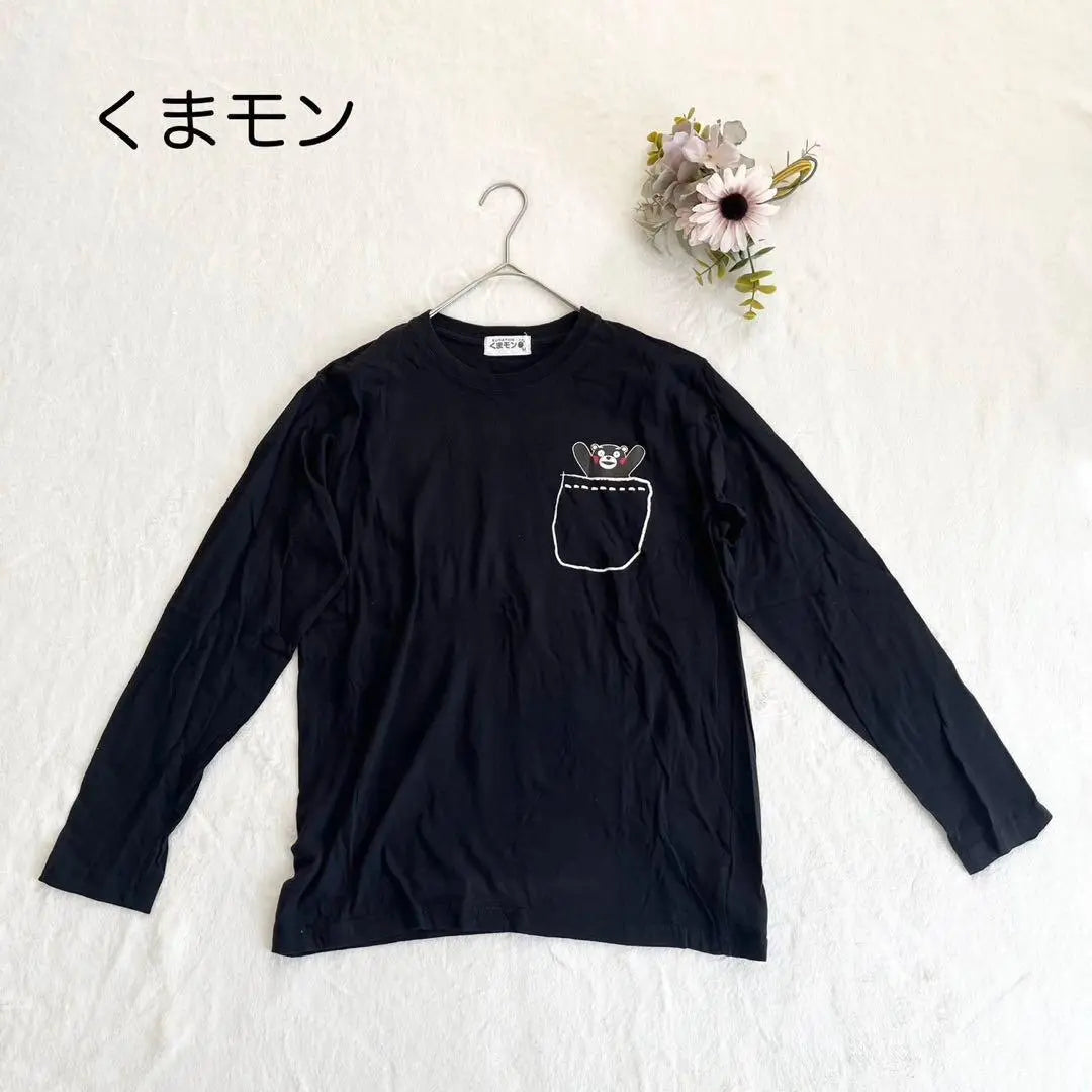 Kumamon T-shirt (M) Long sleeve cut and sew crew neck Local character 100% cotton