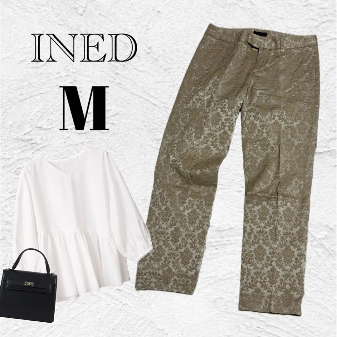 [INED] All-over pattern floral straight pants (M) S0181