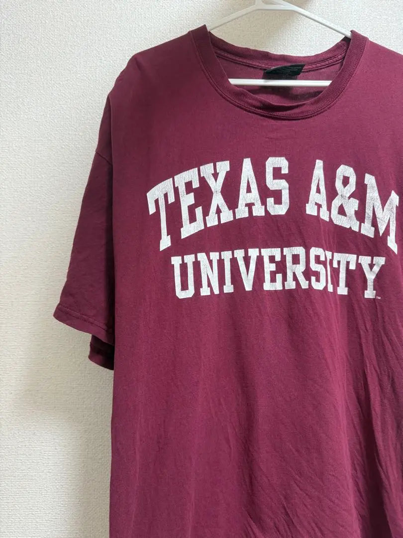 Ropa antigua americana Camiseta de manga corta de talla grande Logotipo vintage de Texas College