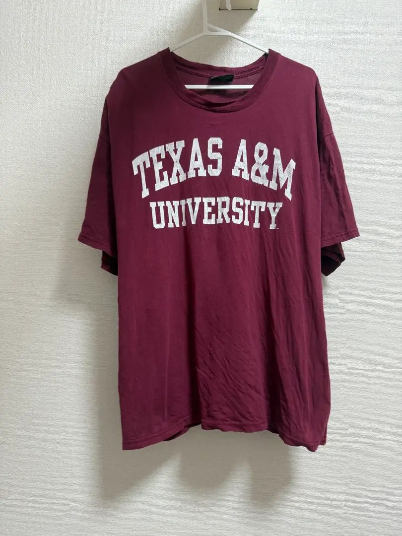 Ropa antigua americana Camiseta de manga corta de talla grande Logotipo vintage de Texas College