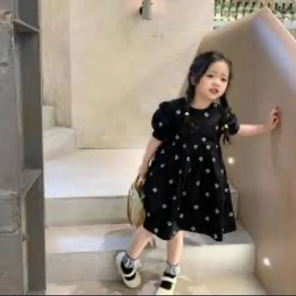 [Restocked] Kids Kids Clothes Girls Korean Dress Floral Pattern 90