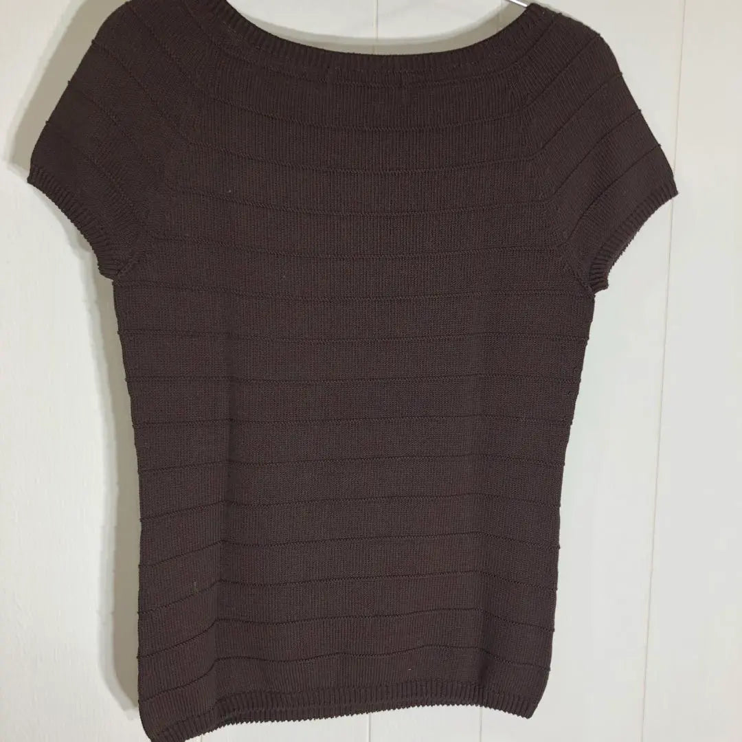 [UNTITLED Untitle] 2 Boat neck Short sleeve knit Brown Gray