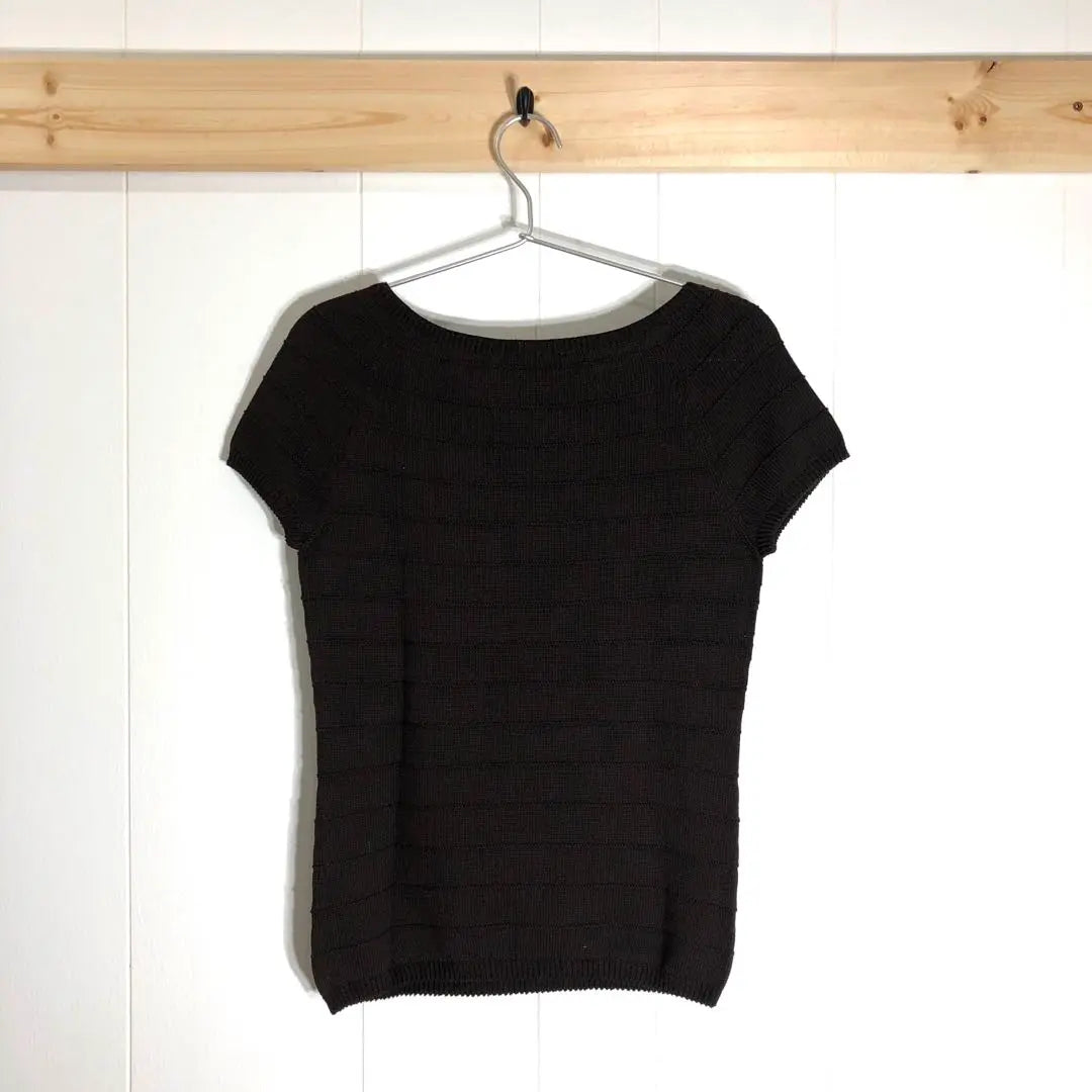 [UNTITLED Untitle] 2 Boat neck Short sleeve knit Brown Gray