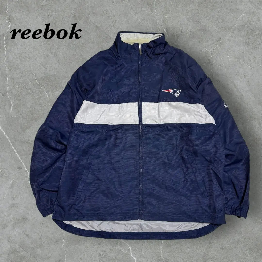 86] Reebok NFL patch embroidery logo full zip Patriots nylon jacket