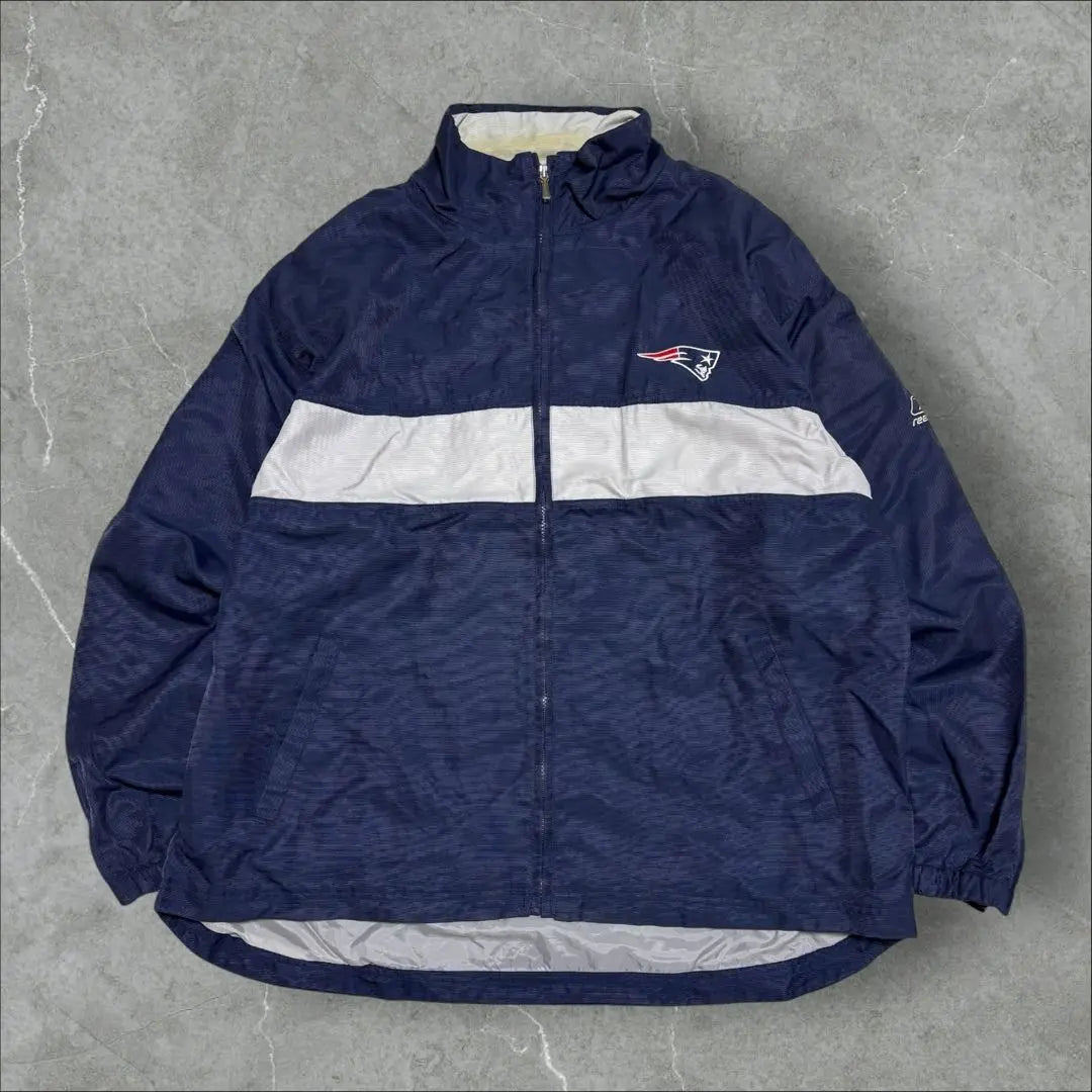 86] Reebok NFL patch embroidery logo full zip Patriots nylon jacket