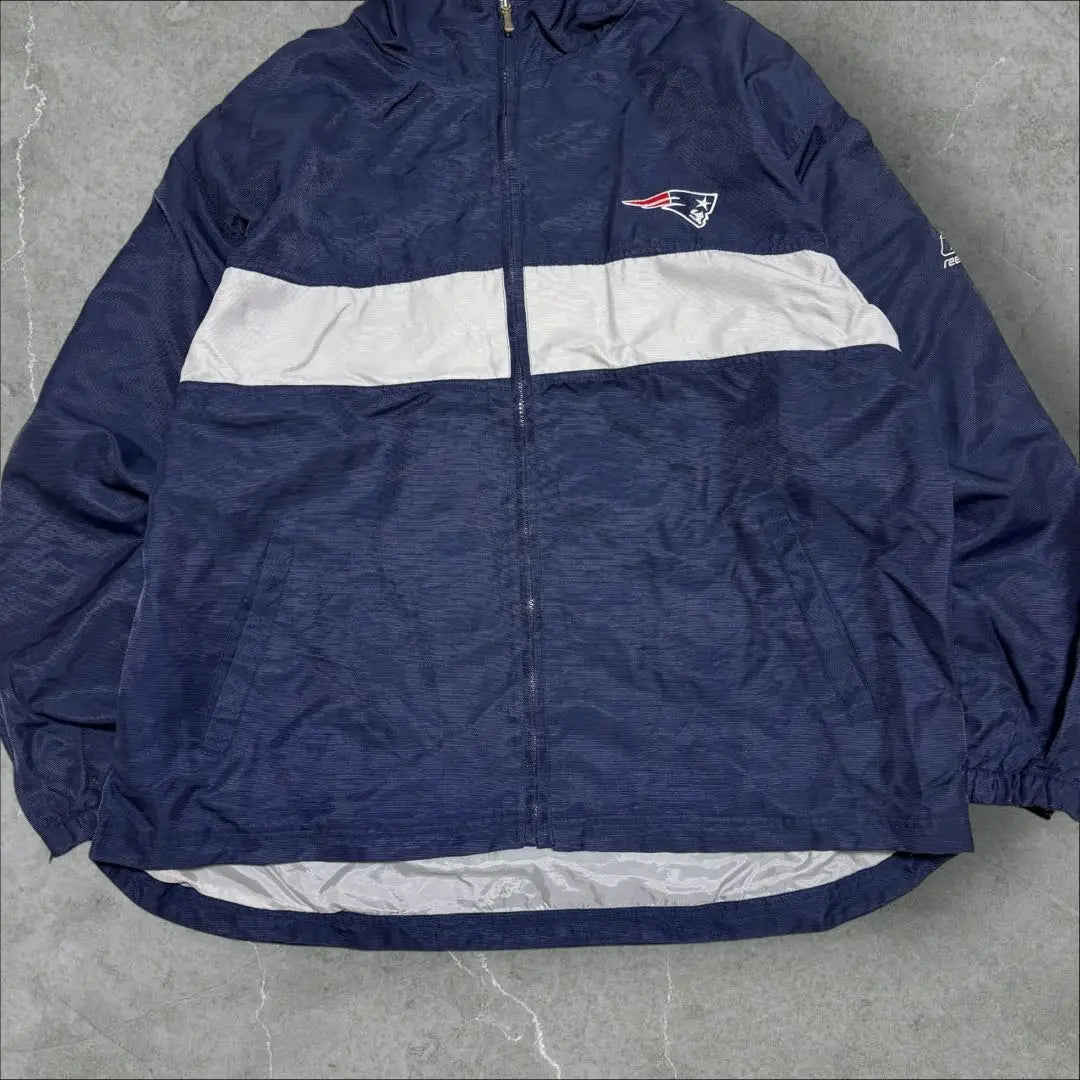 86] Reebok NFL patch embroidery logo full zip Patriots nylon jacket