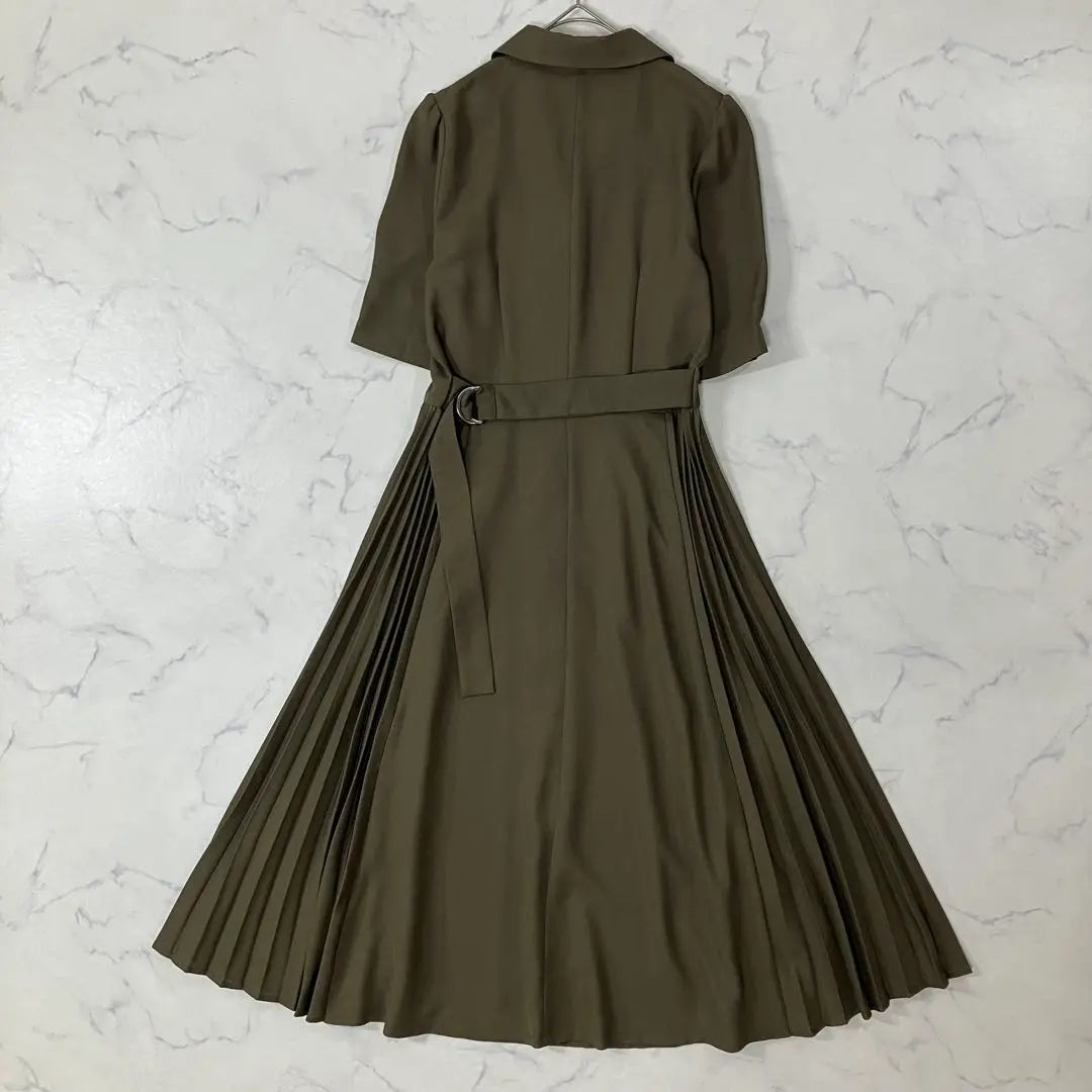 Good condition JUSGLITTY switch short sleeve pleated flare knee length dress 0