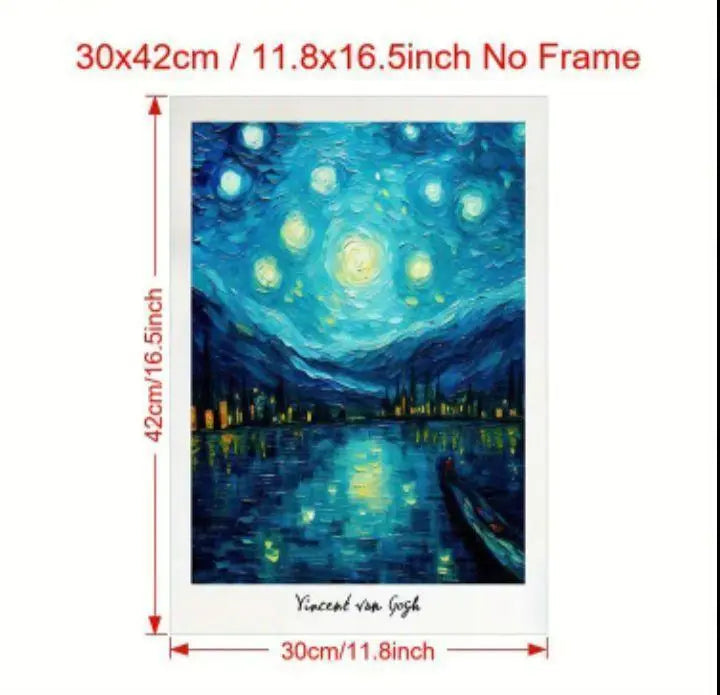 Van Gogh Starry Night Abstract Painting Canvas Art Unframed 30x42cm