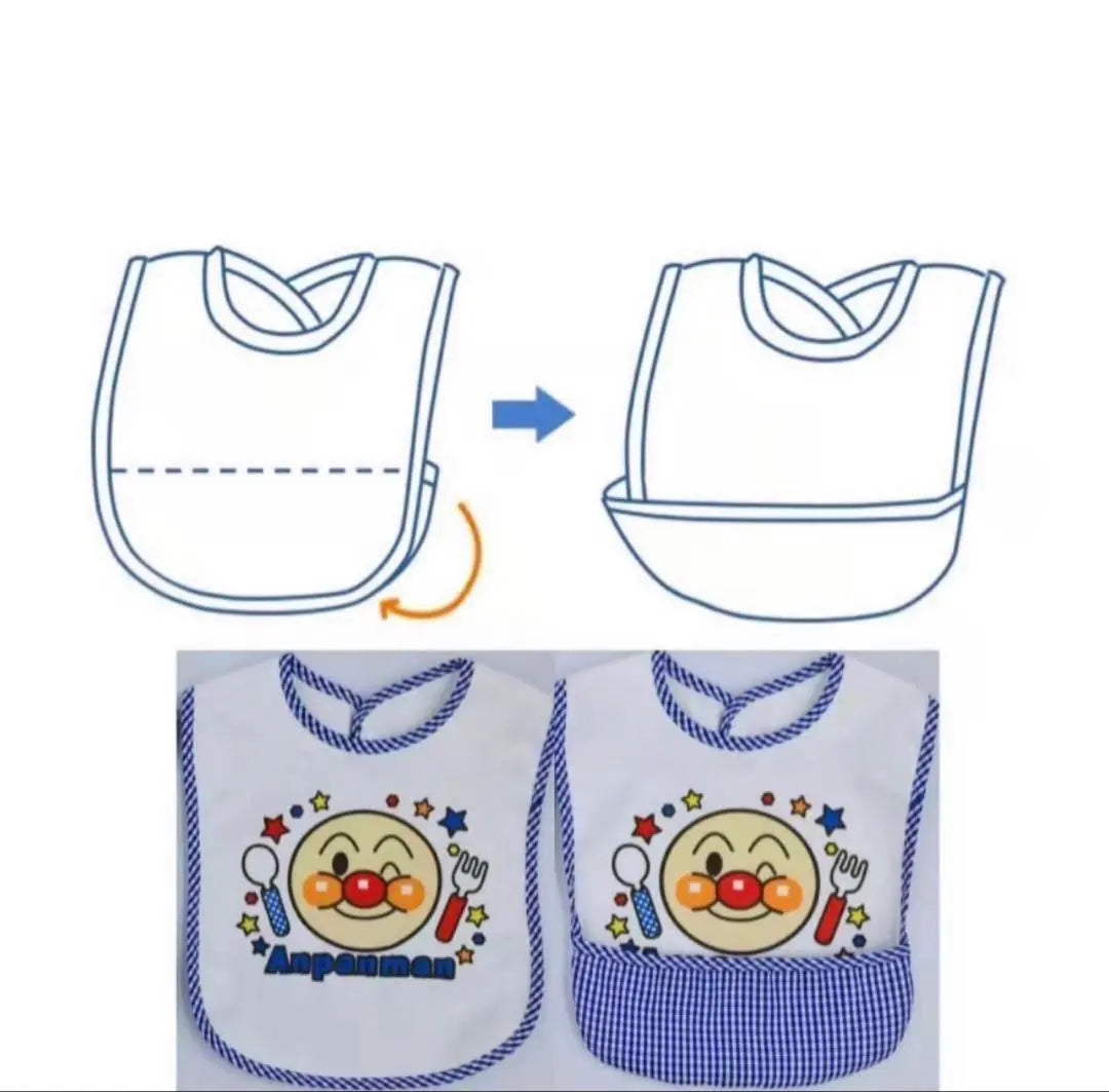 Nuevo conjunto de 8 piezas de delantal de comida con patrón Anpanman, delantal impermeable para bebés y niños para guardería