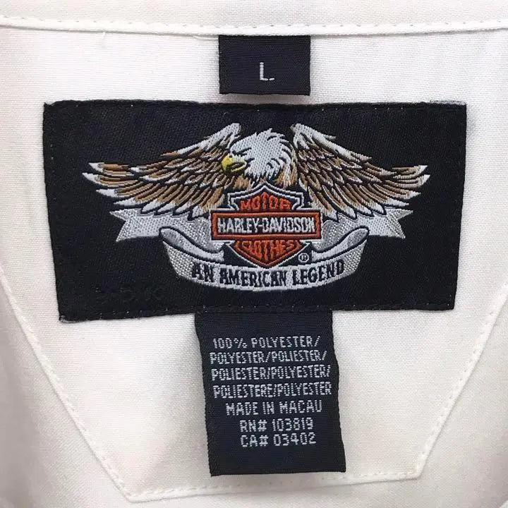 [Rare] Harley Davidson HARLEY☆Long Sleeve Shirt L White NS91