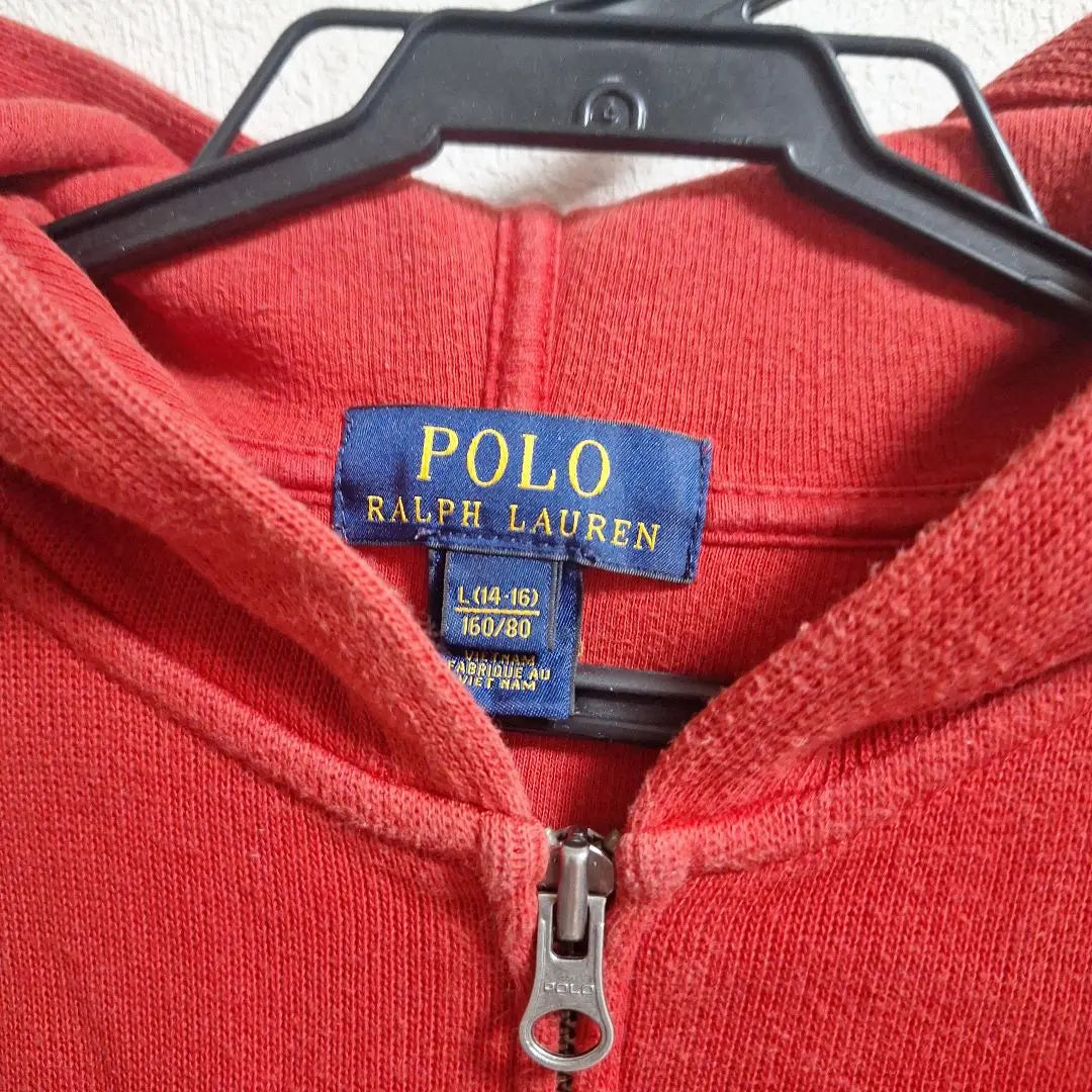 Polo Ralph Lauren Hooded Hoodie Red L 160 Kids