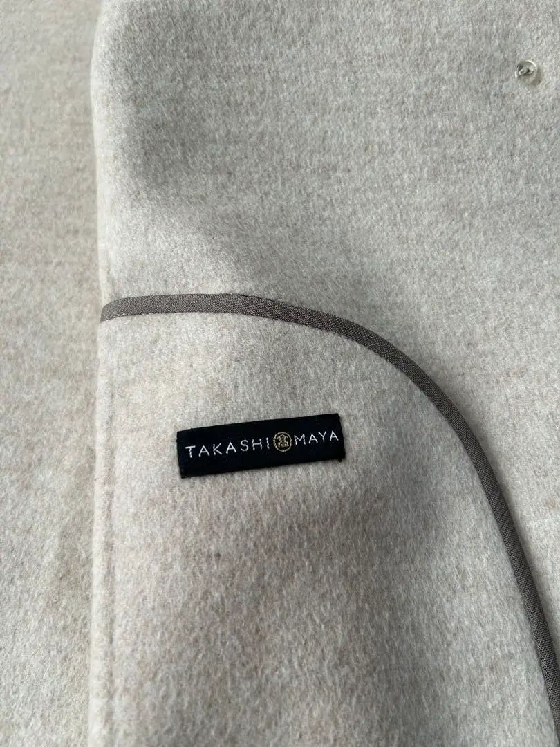 Cashmere Takashimaya 100% Abrigo sin color 36 | 高島屋 カシミヤ100% ノーカラーコート 36