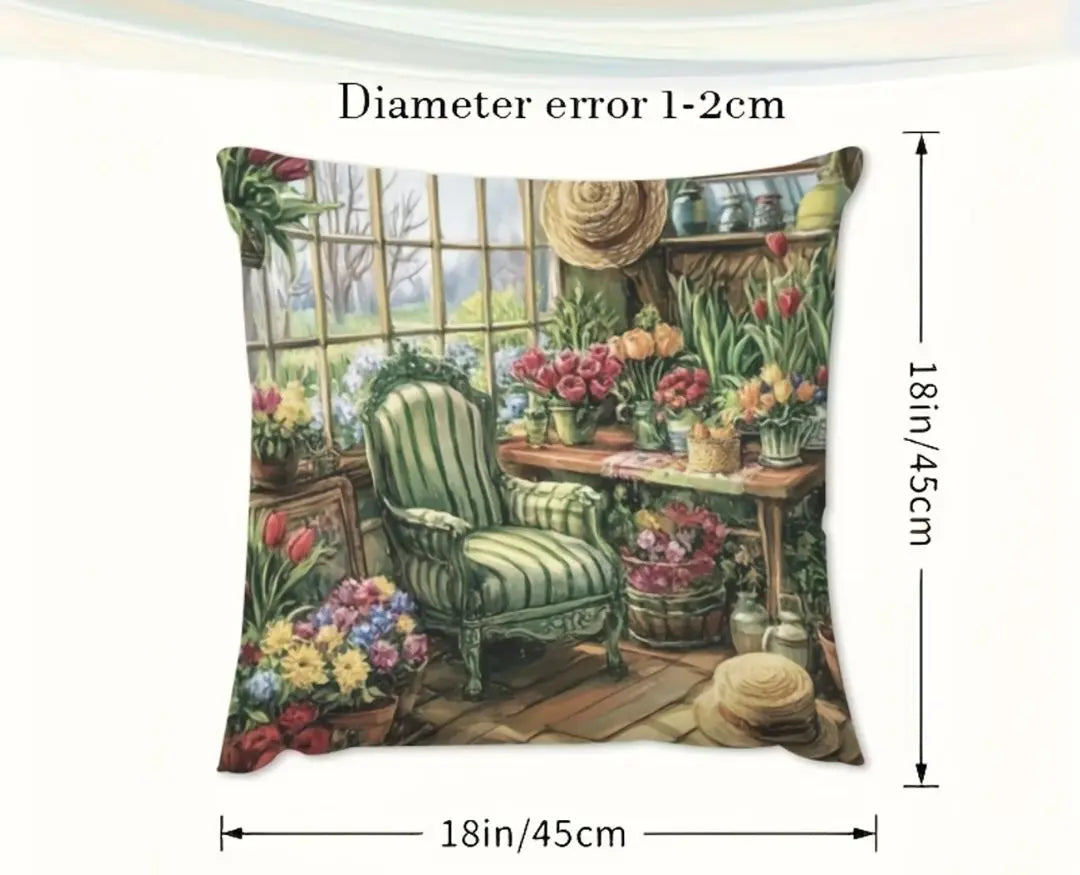 Cushion cover - Room surrounded by flowers 45 x 45