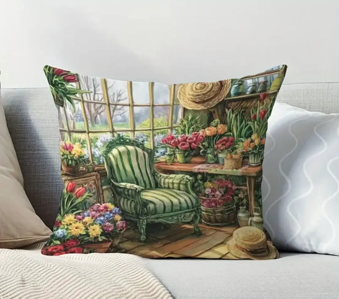 Cushion cover - Room surrounded by flowers 45 x 45