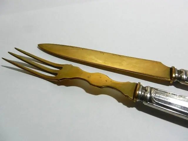 Beautiful brass knives and forks (for desserts and hors d'oeuvres)