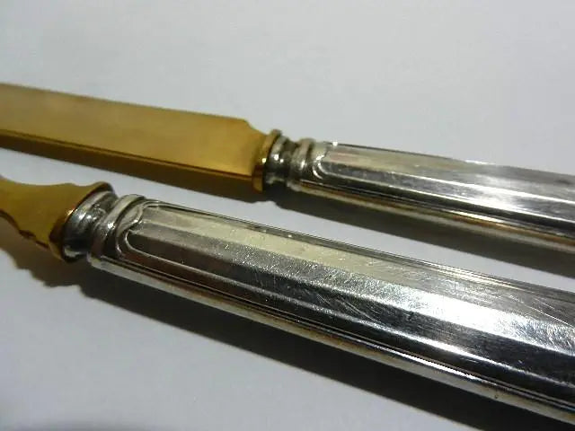 Beautiful brass knives and forks (for desserts and hors d'oeuvres)