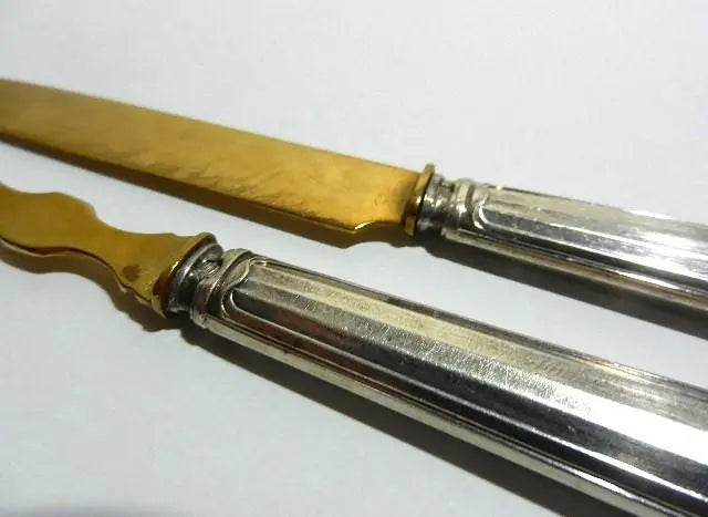 Beautiful brass knives and forks (for desserts and hors d'oeuvres)