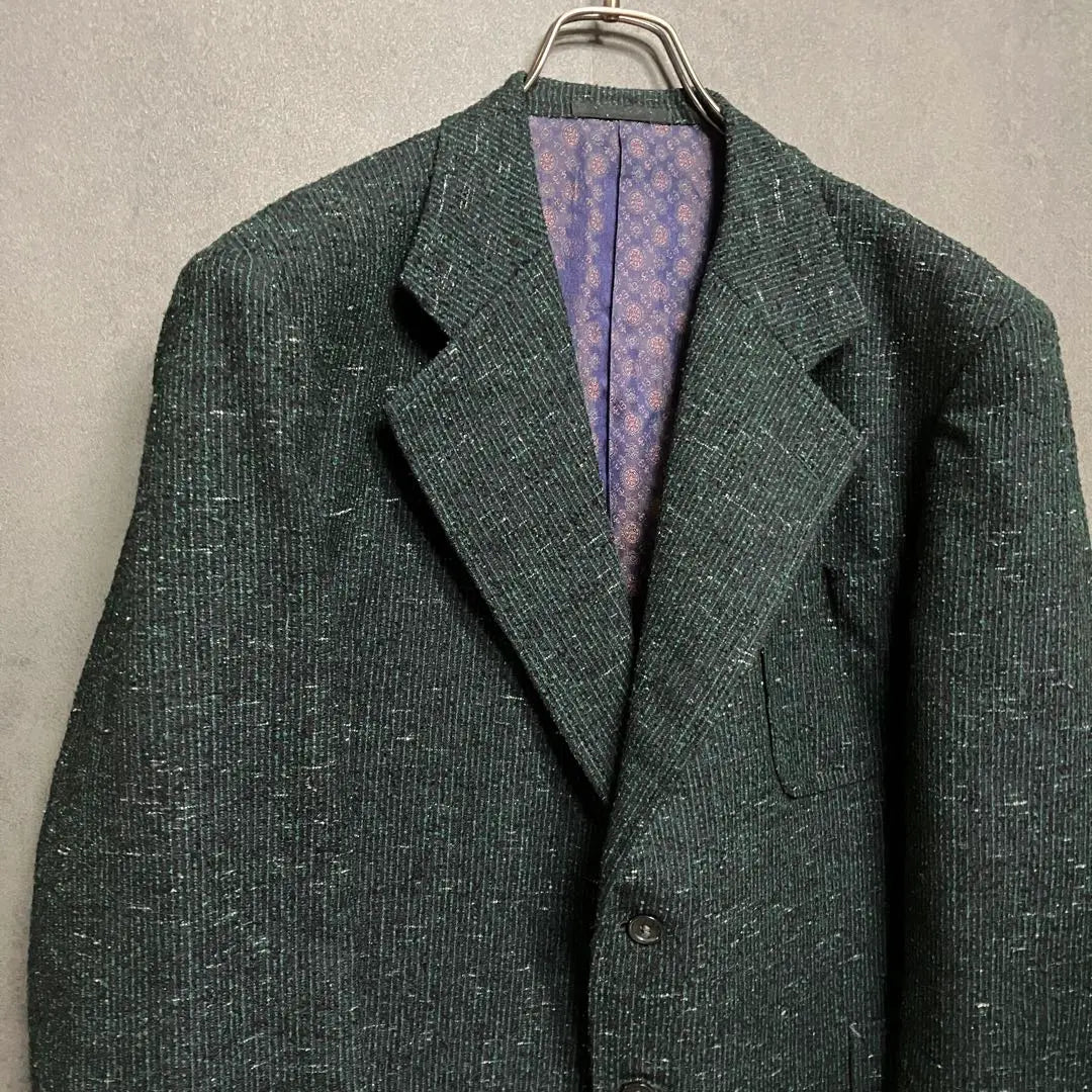 [Unused grade] Tailored jacket, unusual fabric, lining, green, L