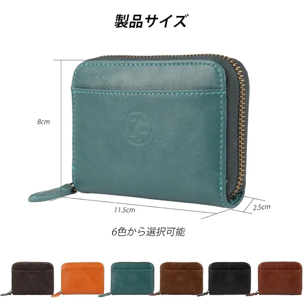 Genuine leather ✨ Wallet Mini Wallet Card Case Compact Coin Purse Green