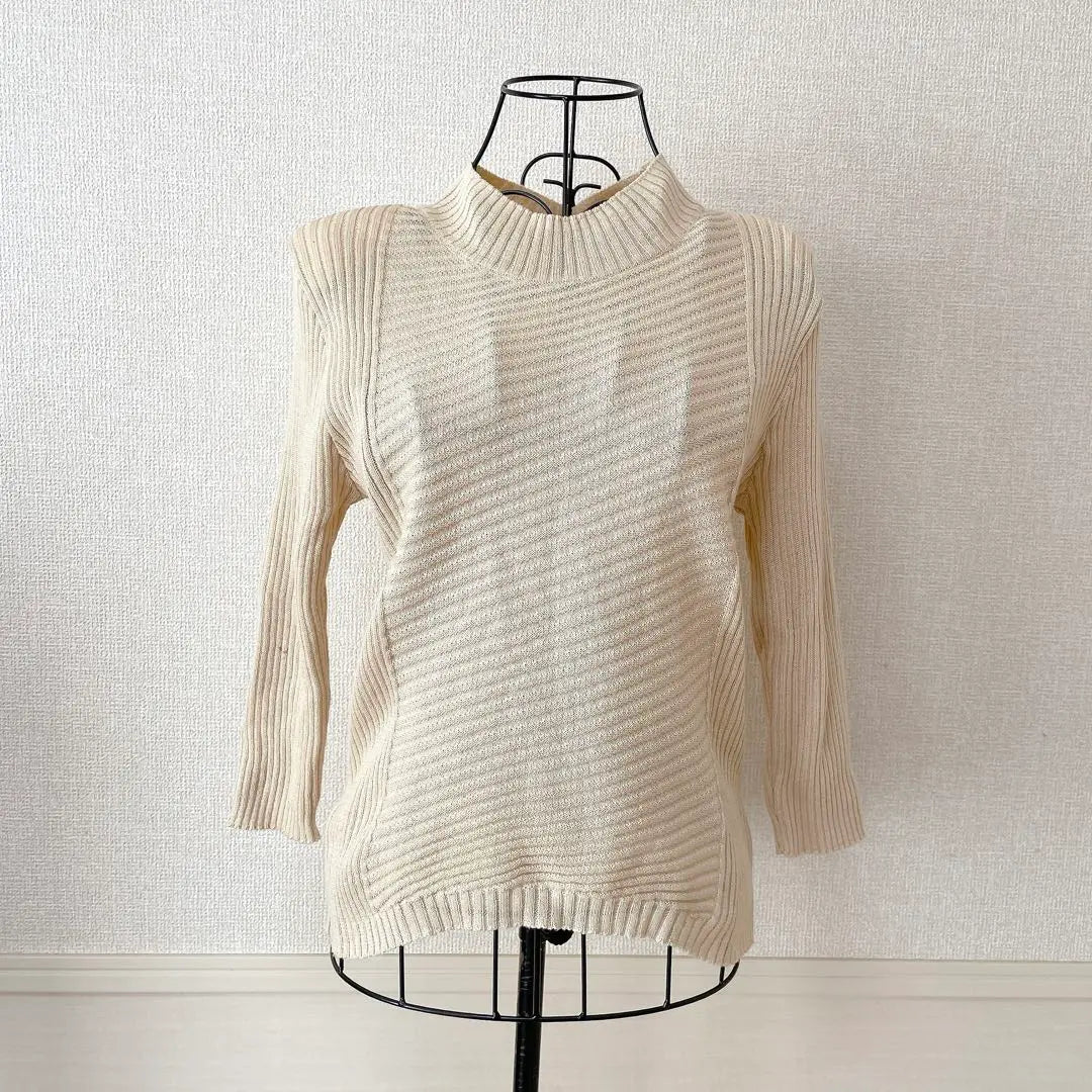 ♡ Vintage ♡ Long sleeve rib knit sweater mock neck made in Japan Showa retro | ♡ヴィンテージ♡ 長袖リブニット　セーター　モックネック　日本製　昭和レトロ