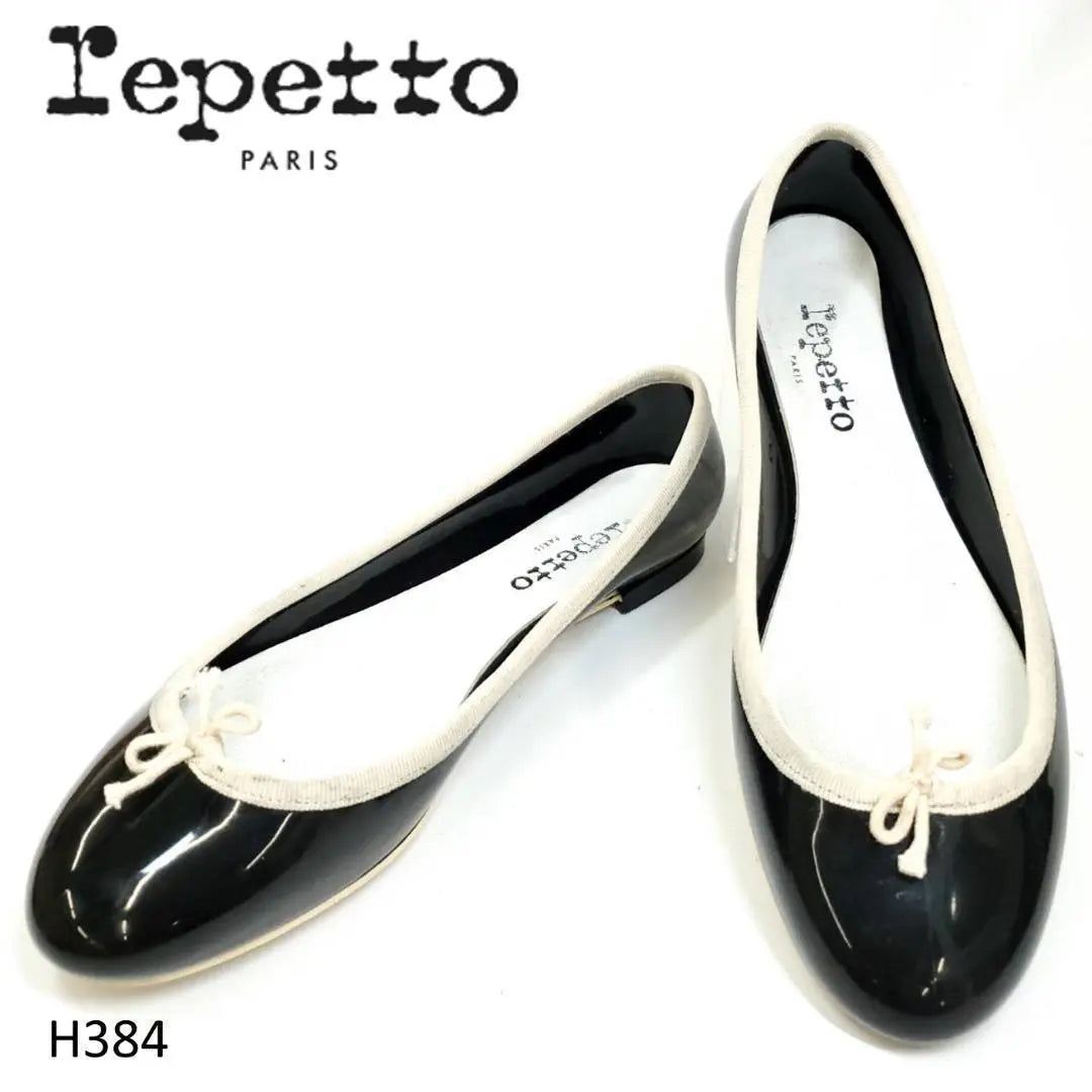 Rain too ◎Repet Sandrion Baby Flat Shoes Black 38 Enamel