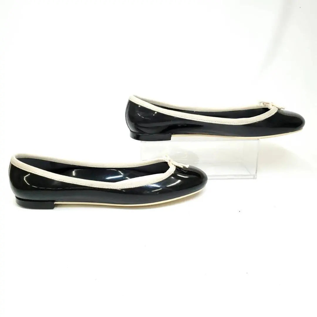 Rain too ◎Repet Sandrion Baby Flat Shoes Black 38 Enamel