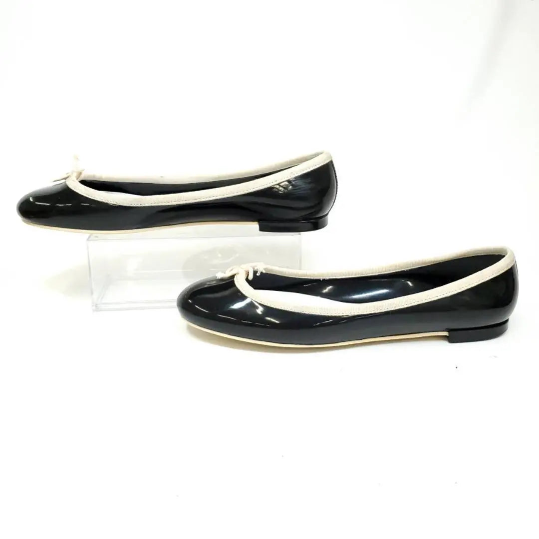 Rain too ◎Repet Sandrion Baby Flat Shoes Black 38 Enamel