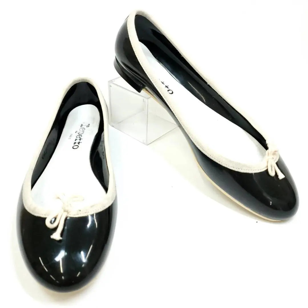 Rain too ◎Repet Sandrion Baby Flat Shoes Black 38 Enamel