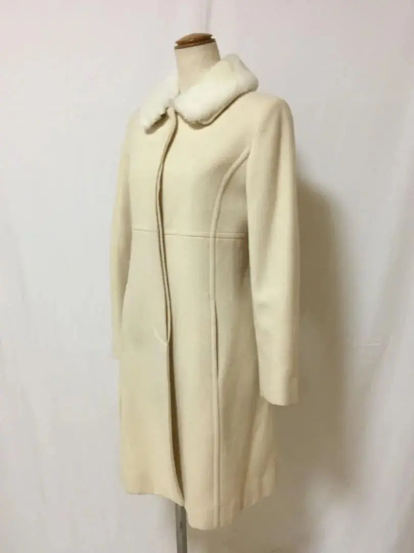 BURBERRY ♪ Wool coat with fur collar 150