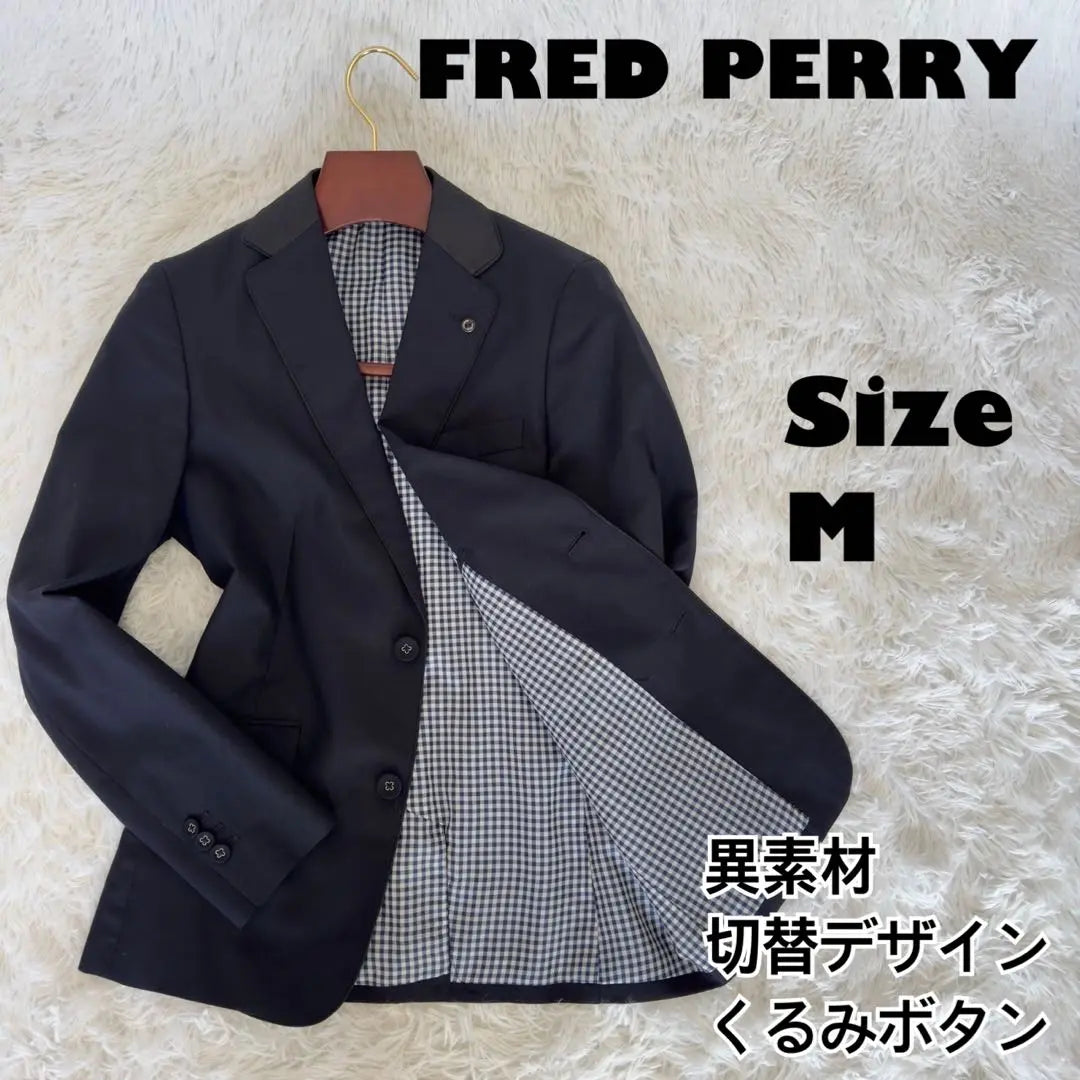 Fred Perry✨Tailored jacket, collar switching design, covered button, pin badge