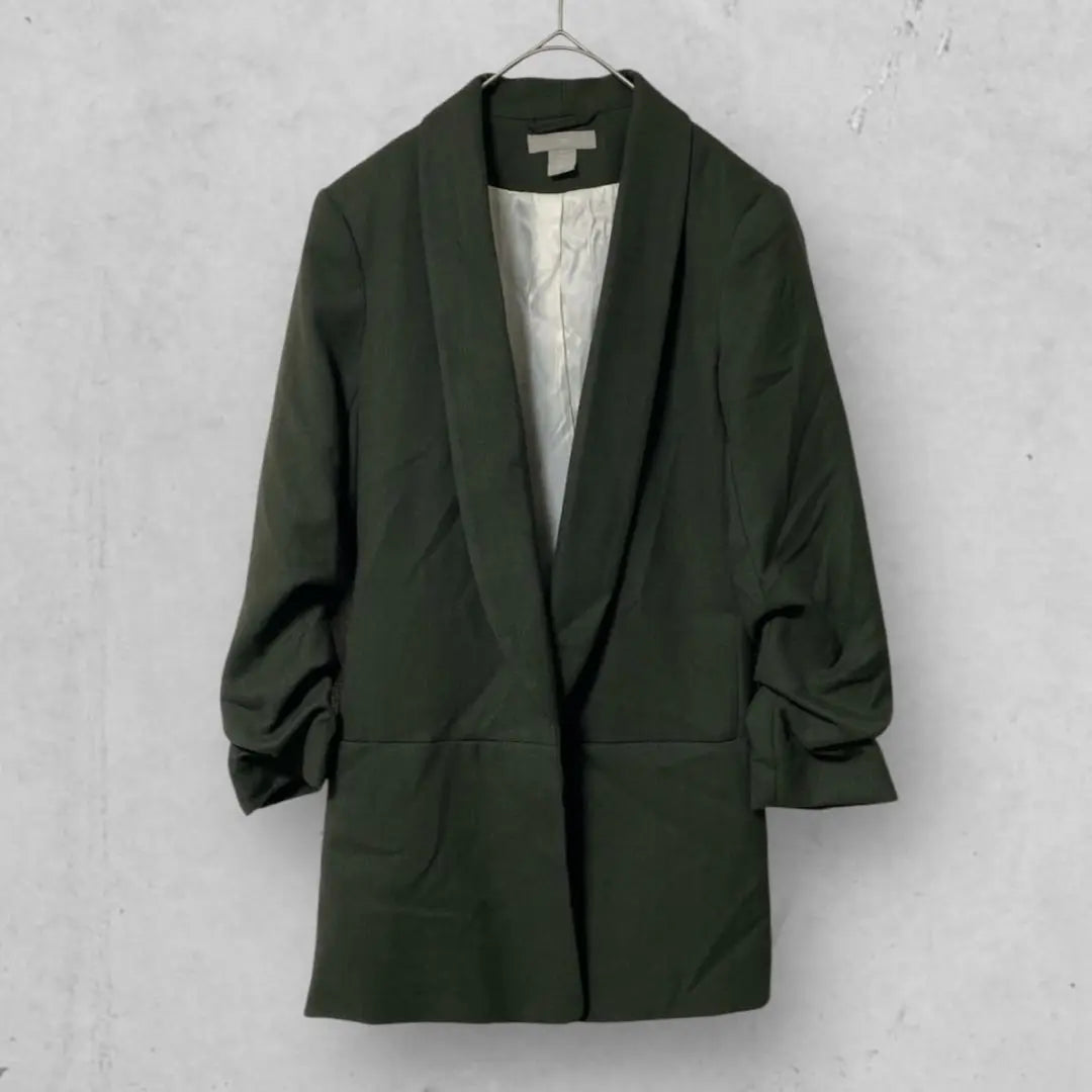 z520 [H&amp;M] Chaqueta con mangas fruncidas, mangas 3/4, sin botones, para mujer