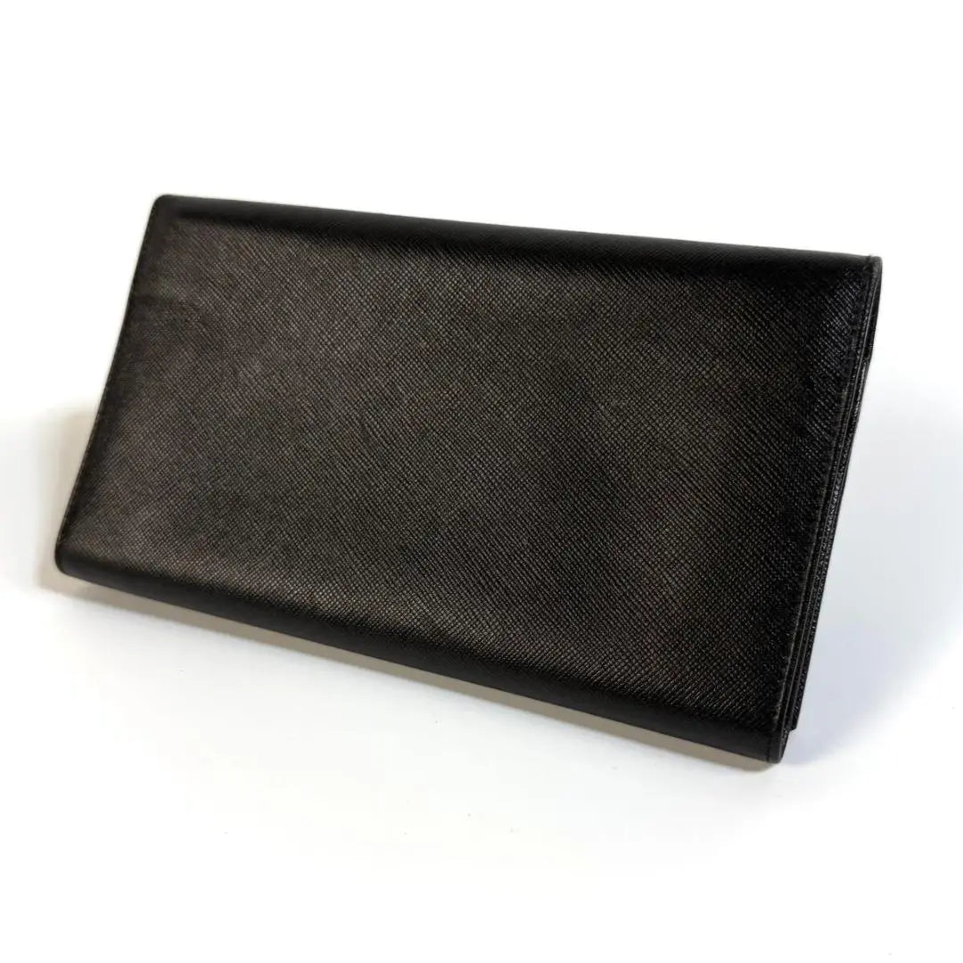 [Good condition] PRADA Saffiano Leather Long Wallet Black Made in Italy with original box