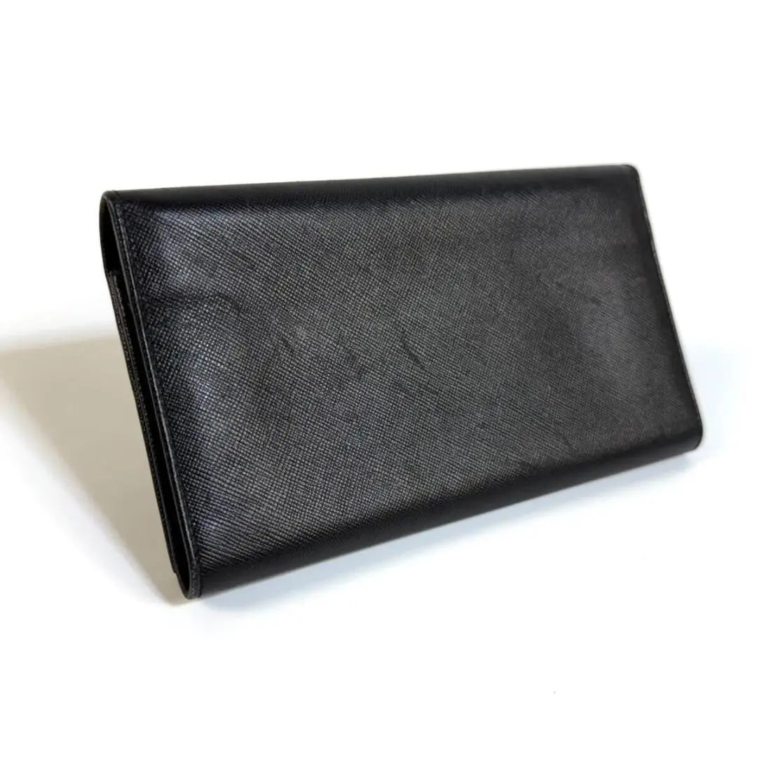 [Good condition] PRADA Saffiano Leather Long Wallet Black Made in Italy with original box