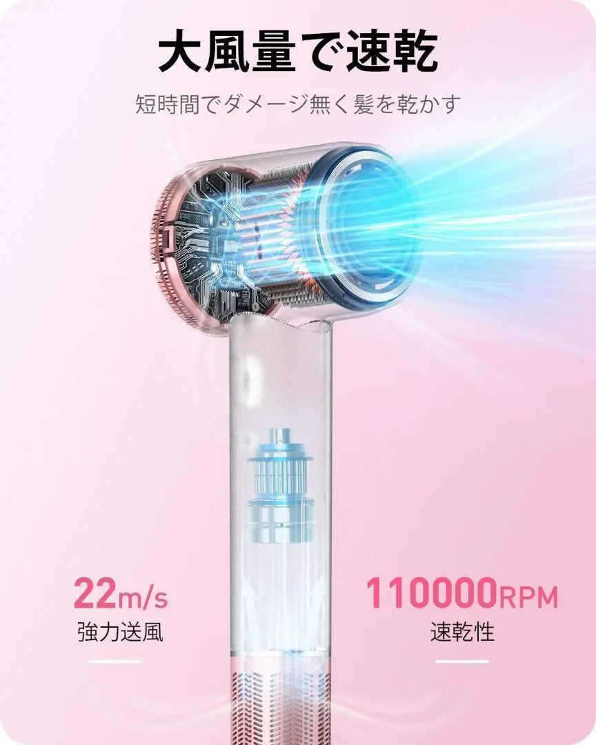 Hair dryer, high air volume, quick drying, speed, negative ions, powerful, cute, time-saving, glossy hair