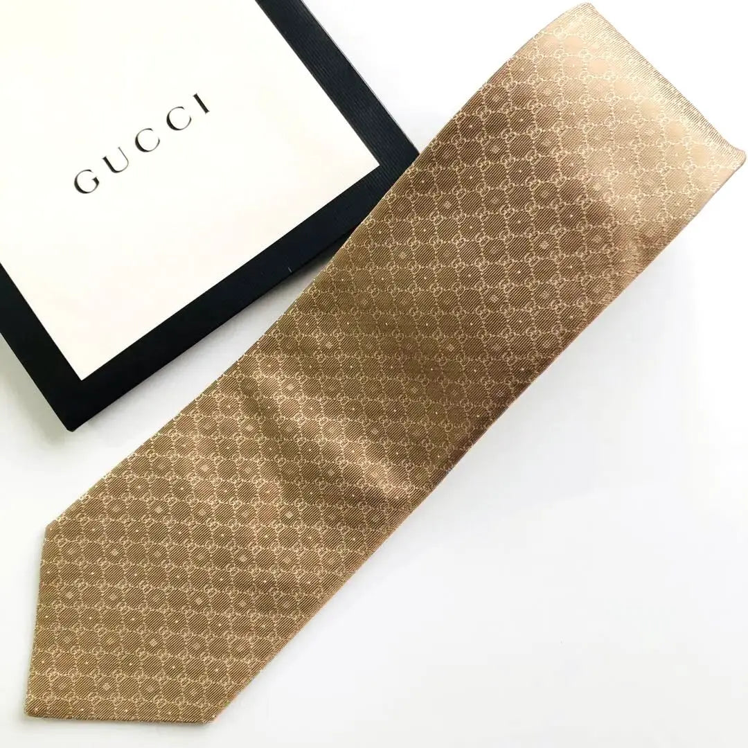 GUCCI tie crest pattern brown