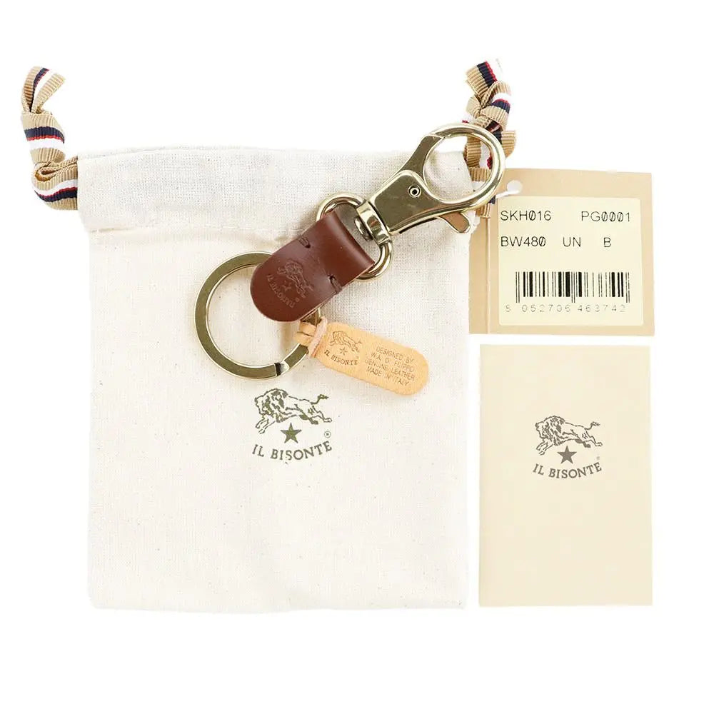 Ilbizon Keiring Gray Arabica Dark Brown Leather Keychain | イルビゾンテ キーリング グレー アラビカ ダークブラウン レザー キーホルダー