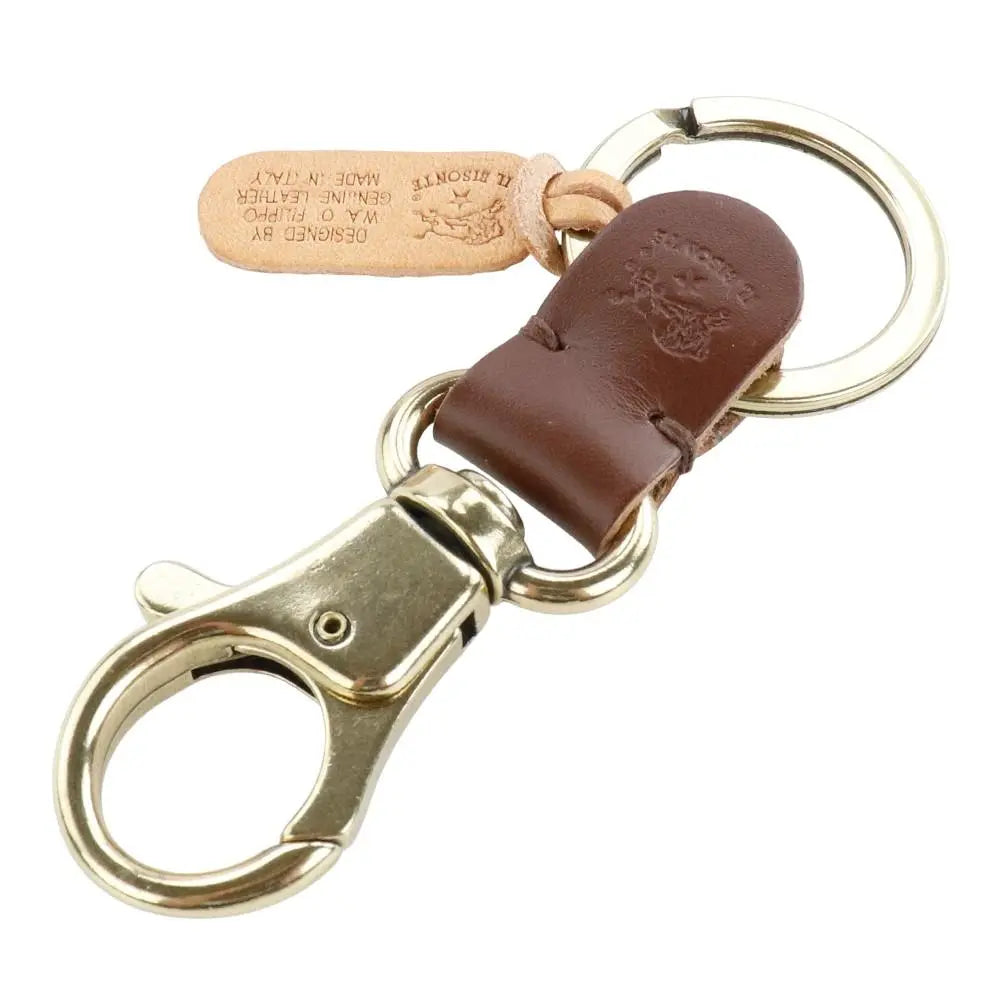 Ilbizon Keiring Gray Arabica Dark Brown Leather Keychain | イルビゾンテ キーリング グレー アラビカ ダークブラウン レザー キーホルダー