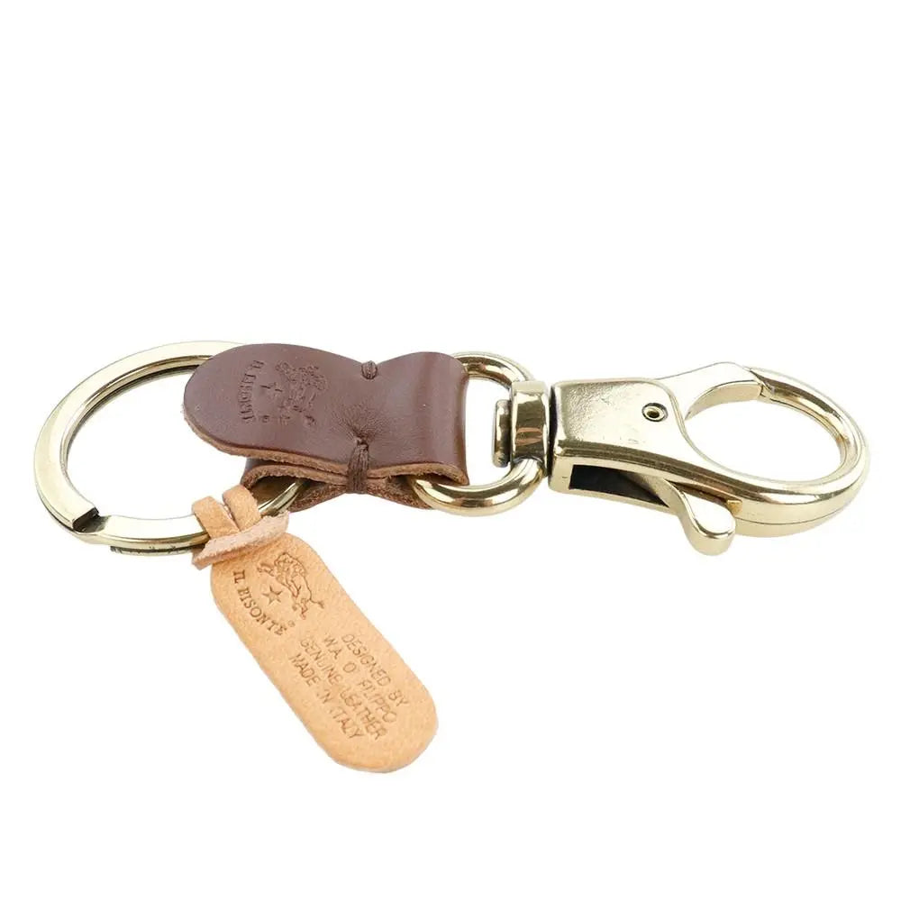 Ilbizon Keiring Gray Arabica Dark Brown Leather Keychain | イルビゾンテ キーリング グレー アラビカ ダークブラウン レザー キーホルダー