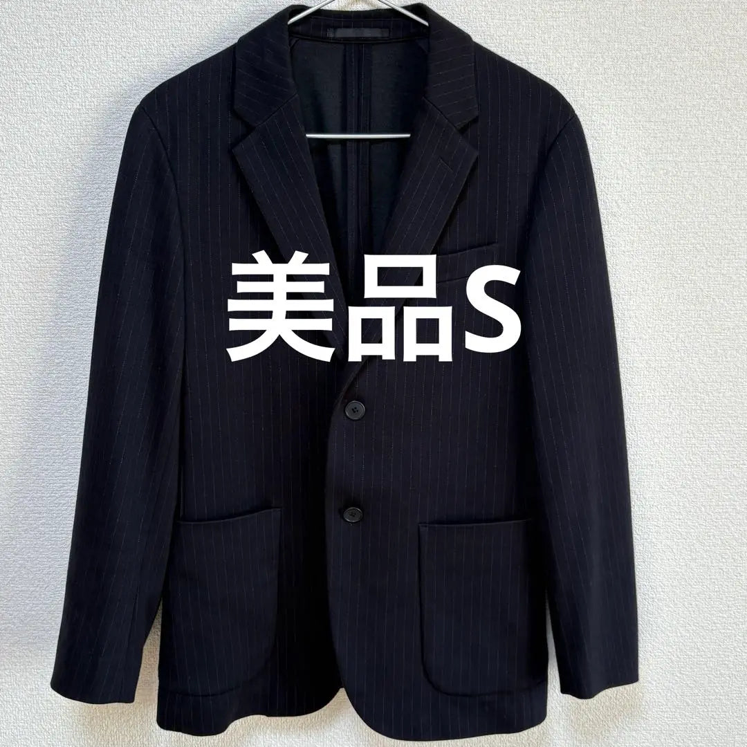 [Belleza] UNIQLO Comfort 2B Jacket Stripe Navy S | 【美品】ユニクロ コンフォート2Bジャケット ストライプ ネイビーS