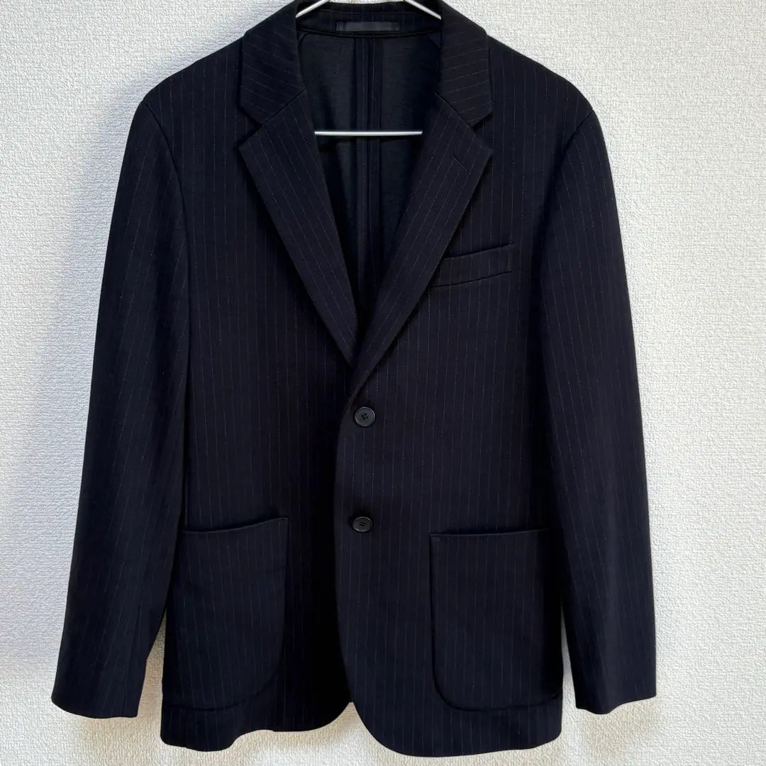 [Belleza] UNIQLO Comfort 2B Jacket Stripe Navy S | 【美品】ユニクロ コンフォート2Bジャケット ストライプ ネイビーS