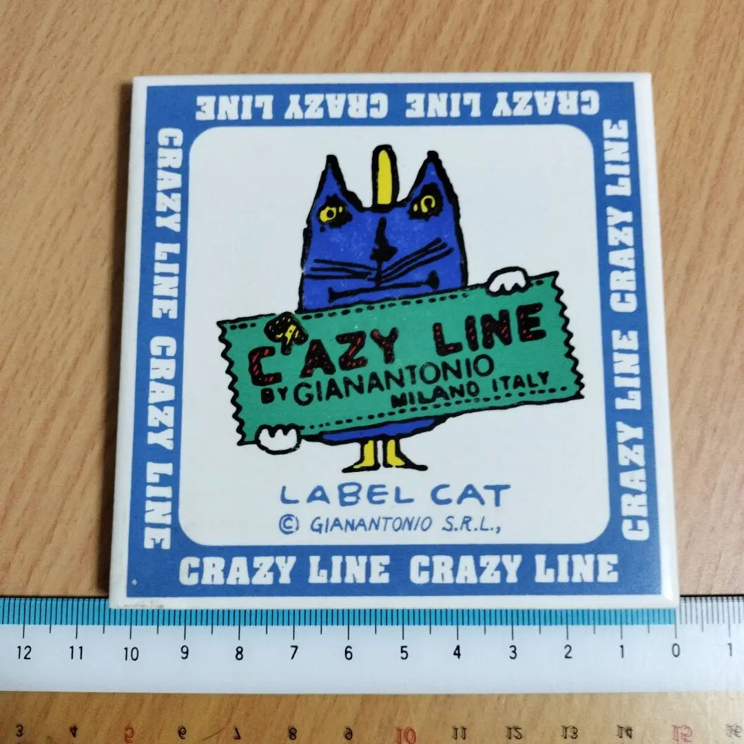 CRAZY LINE♡ Cat Design Coaster Tile ITALY 1 piece