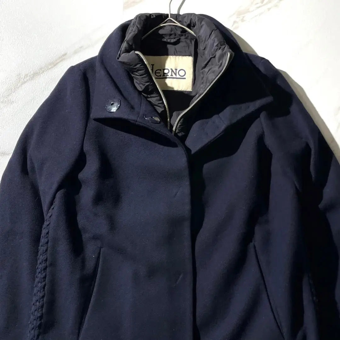 Superb condition ✨HERNO Down coat Knit switching 42 Navy Rare