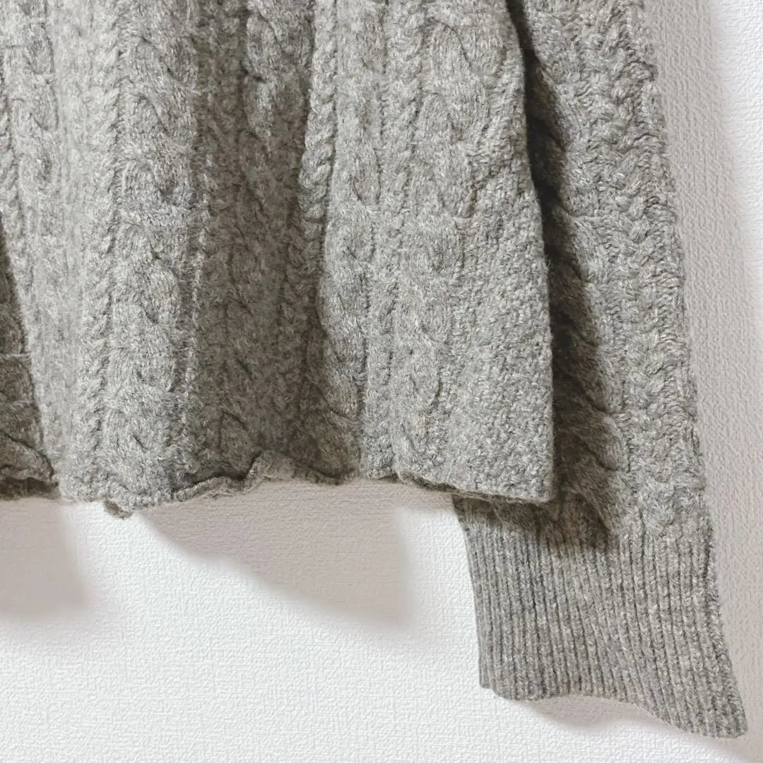 [Mirror of Shinzone] Cable knit wool 100% made in Japan gray beauty | 【ミラーオブシンゾーン】ケーブルニット ウール100% 日本製 グレー 美品