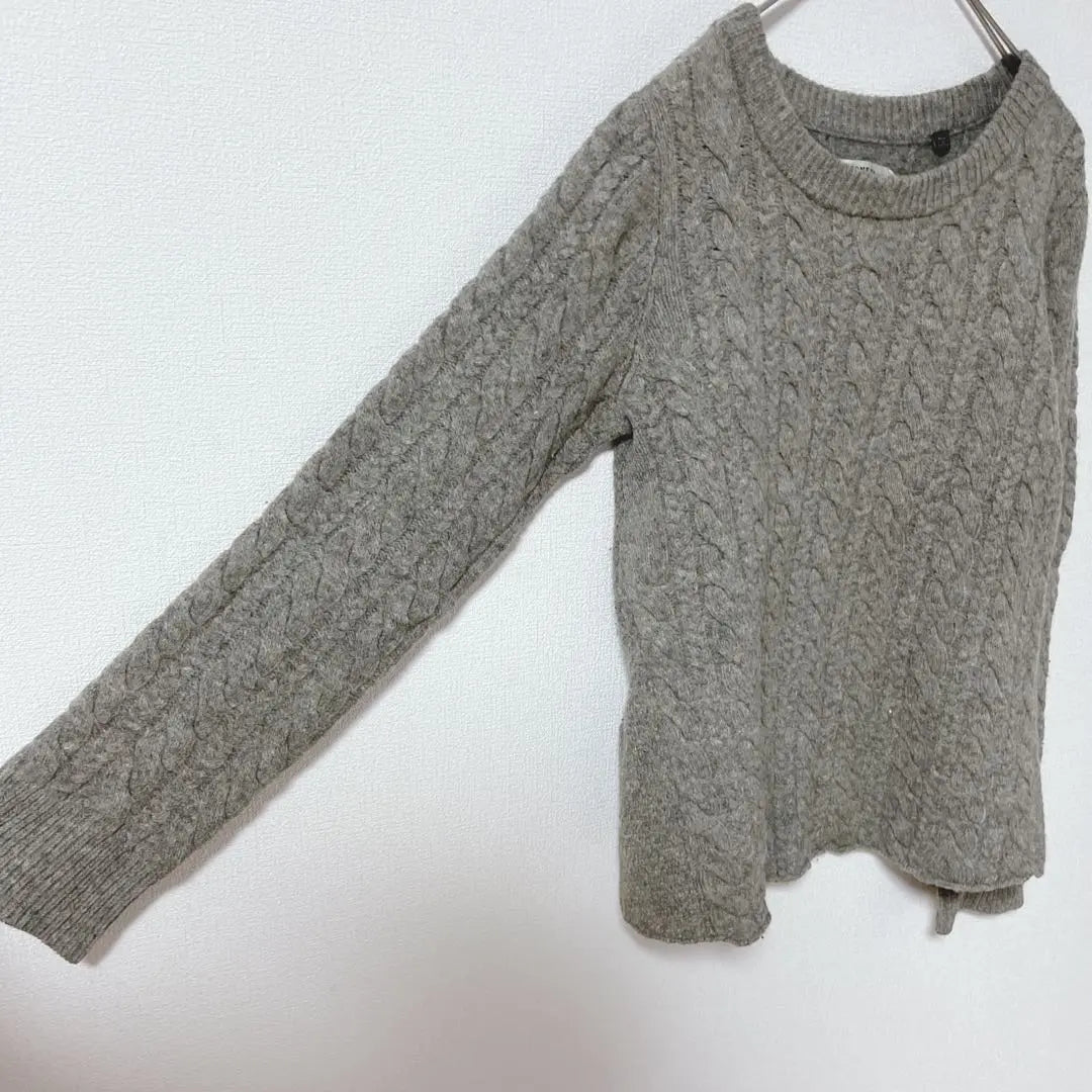 [Mirror of Shinzone] Cable knit wool 100% made in Japan gray beauty | 【ミラーオブシンゾーン】ケーブルニット ウール100% 日本製 グレー 美品