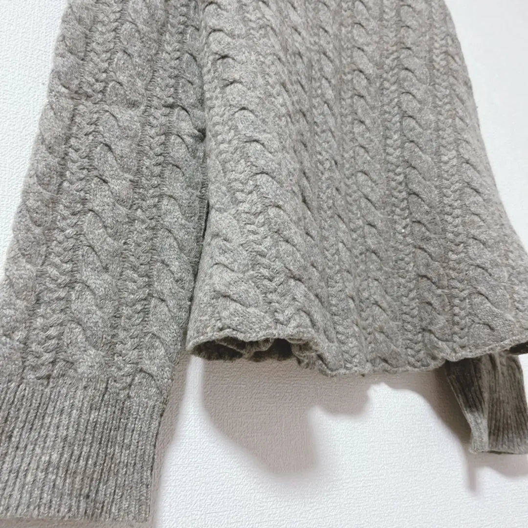 [Mirror of Shinzone] Cable knit wool 100% made in Japan gray beauty | 【ミラーオブシンゾーン】ケーブルニット ウール100% 日本製 グレー 美品