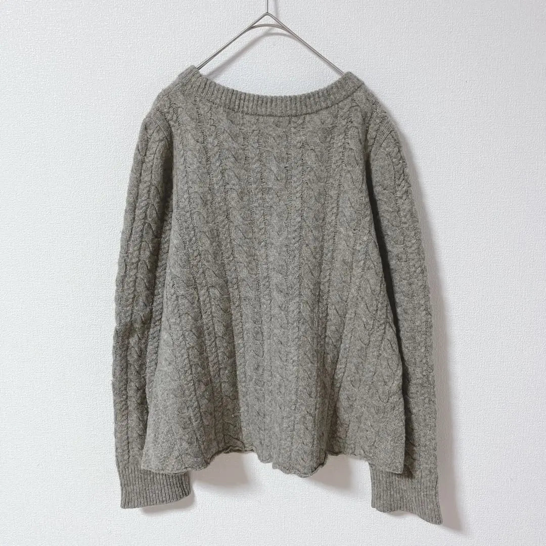 [Mirror of Shinzone] Cable knit wool 100% made in Japan gray beauty | 【ミラーオブシンゾーン】ケーブルニット ウール100% 日本製 グレー 美品