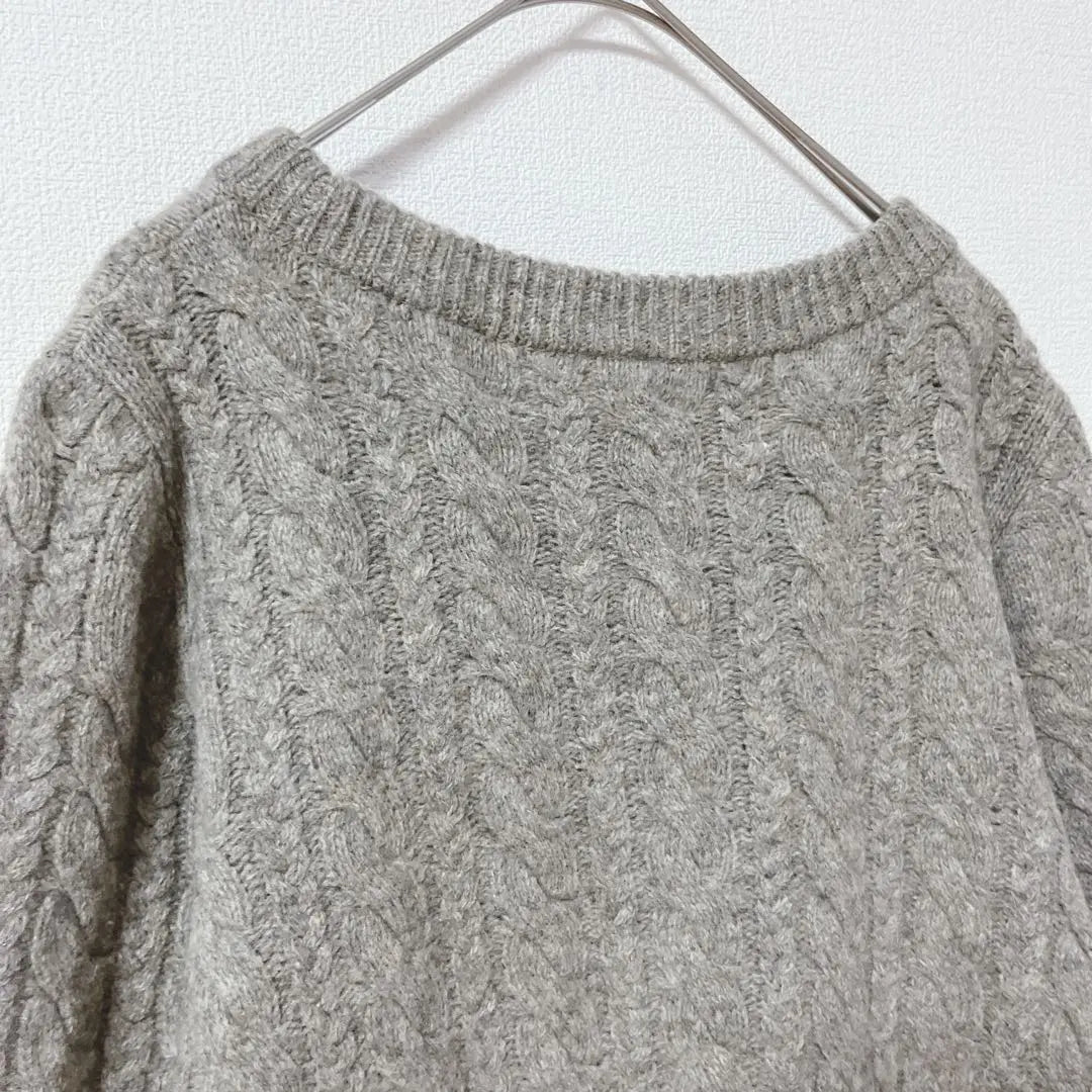 [Mirror of Shinzone] Cable knit wool 100% made in Japan gray beauty | 【ミラーオブシンゾーン】ケーブルニット ウール100% 日本製 グレー 美品