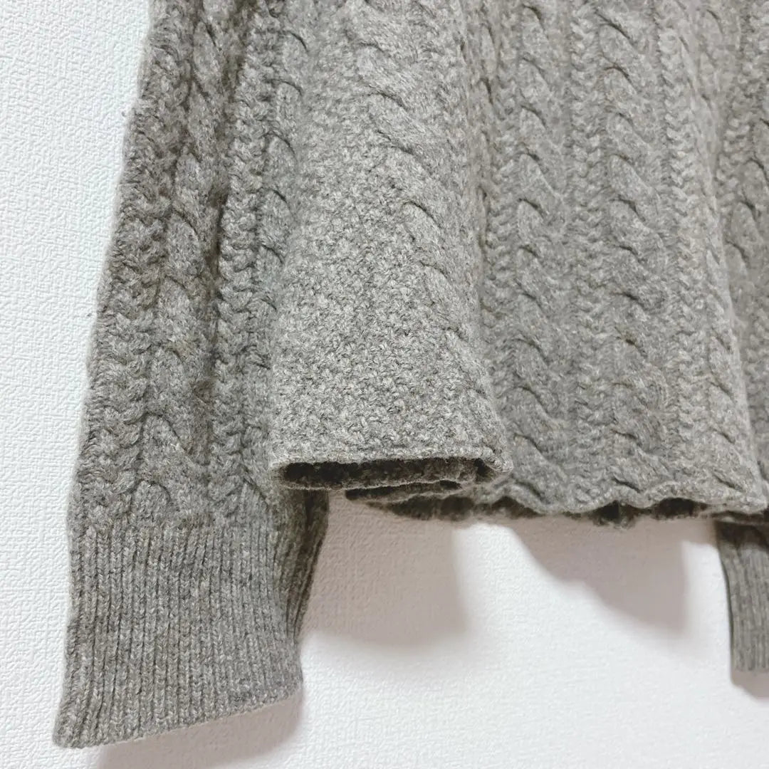 [Mirror of Shinzone] Cable knit wool 100% made in Japan gray beauty | 【ミラーオブシンゾーン】ケーブルニット ウール100% 日本製 グレー 美品