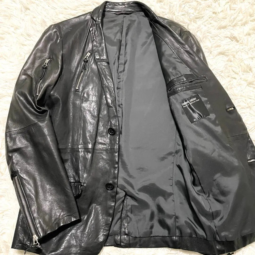 00's y2k Custom Culture Lamb Leather Jacket L Equivalent Multi-Zip